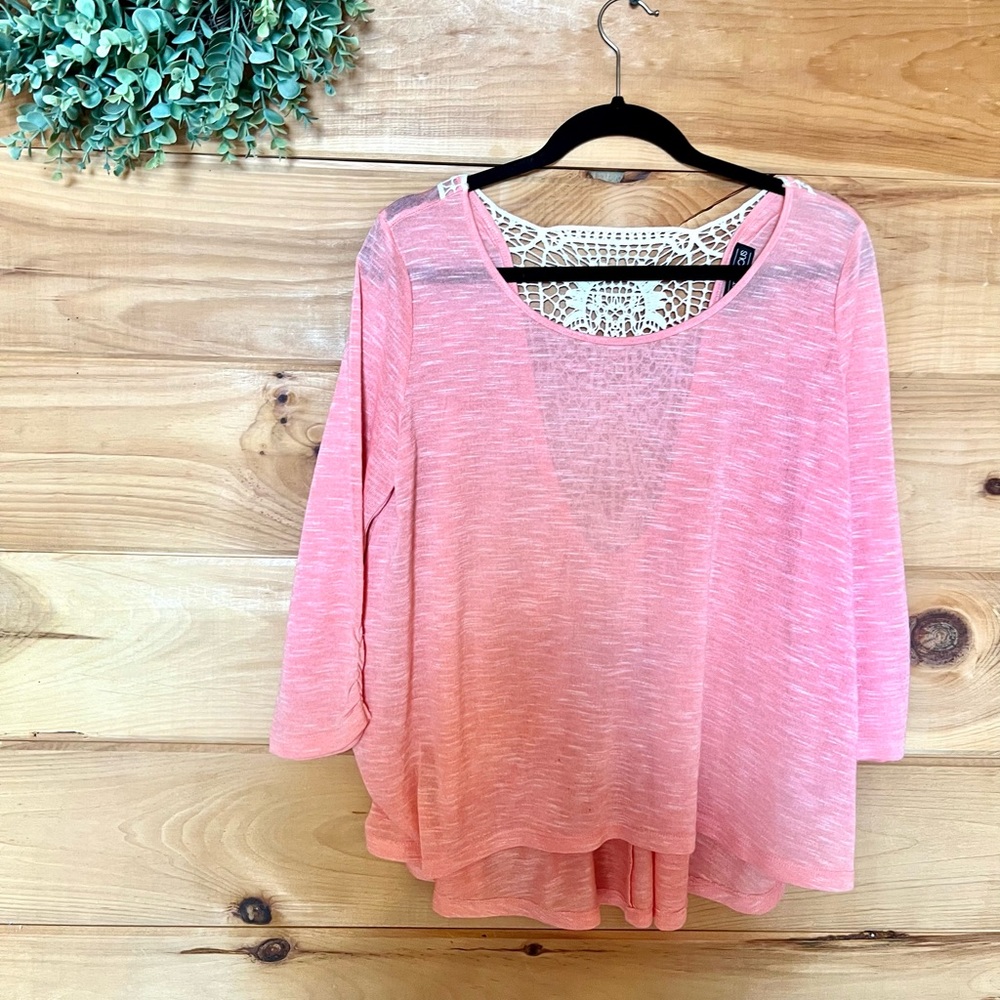 Pink top with a crocheted back